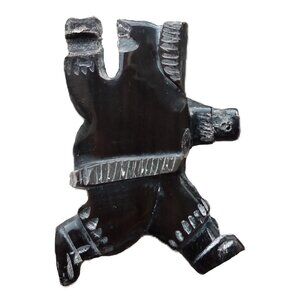 Vintage Carved Inuit Brooch Eskimo Hunter Fisherman AS IS